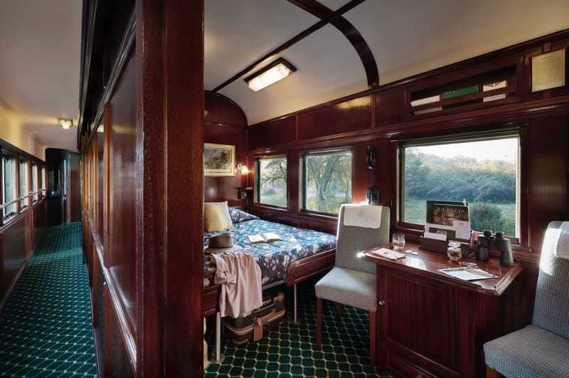 A Deluxe suite onboard Rovos Rail. Image courtesy of rovos.com