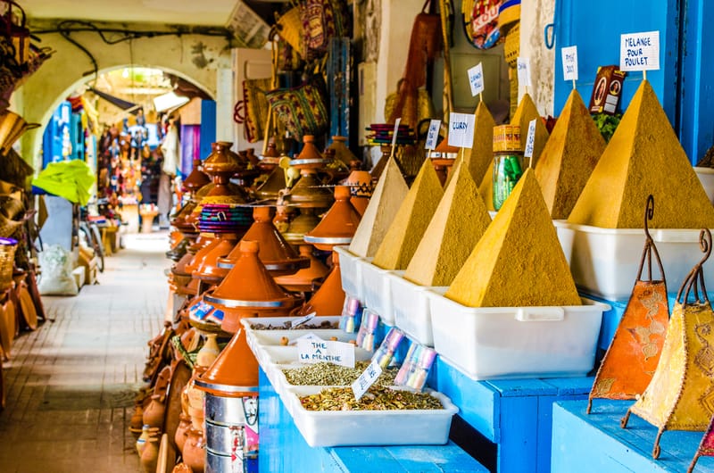 Colourful displays of spices in just one of the many souks.