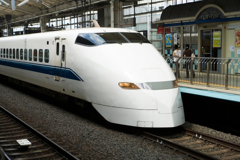The Shinkansen (high speed train) at Kyoto Station.