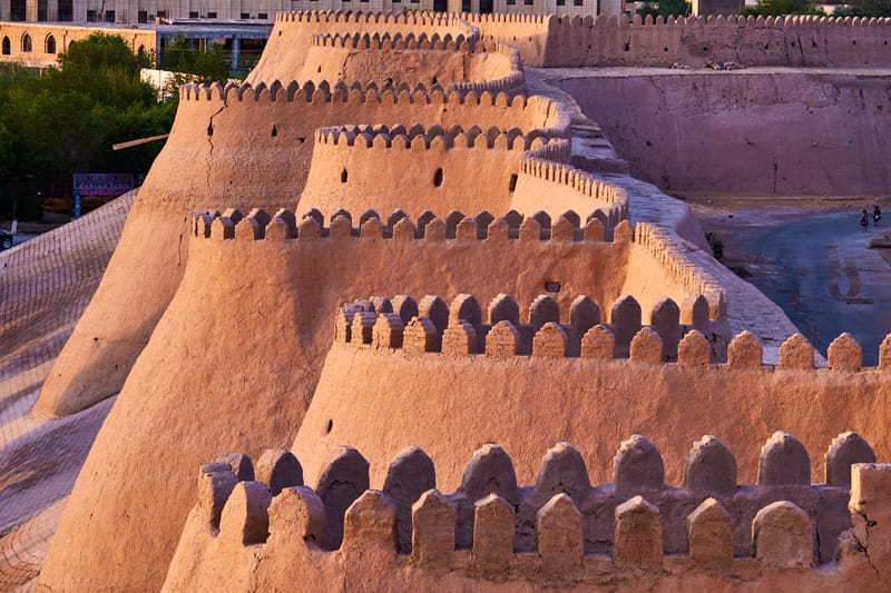 The City Wall of Khiva, or Itchan Kala, in Uzbekistan