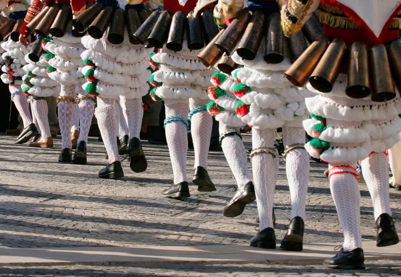 Street parade in traditional dress during Carnival.&nbsp;