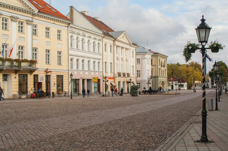 Tartu's Town Hall Square, the heart of Estonia's vibrant university city and 2024 European Capital of Culture.