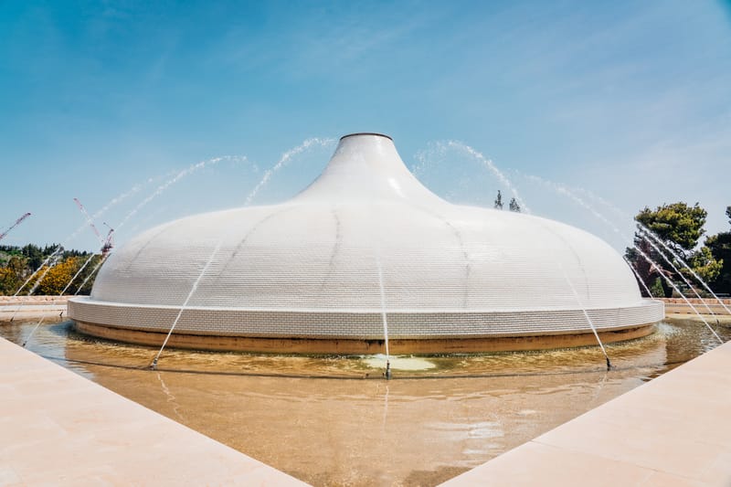 The sleek Israel Museum, which houses the Dead Sea Scrolls, discovered in the caves of Wadi Qumran.