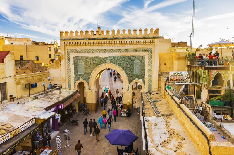 View of Bab Bou Jeloud and the Old Medina of Fès, One of the World&rsquo;s Most Preserved Medieval Quarters