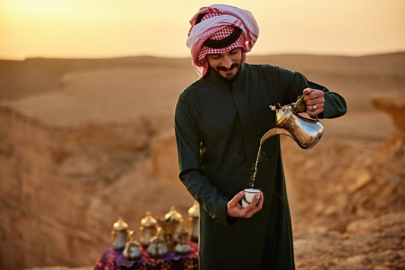 Enjoy tea at the Edge of the World during the cooler months, one of the best times to visit Saudi Arabia