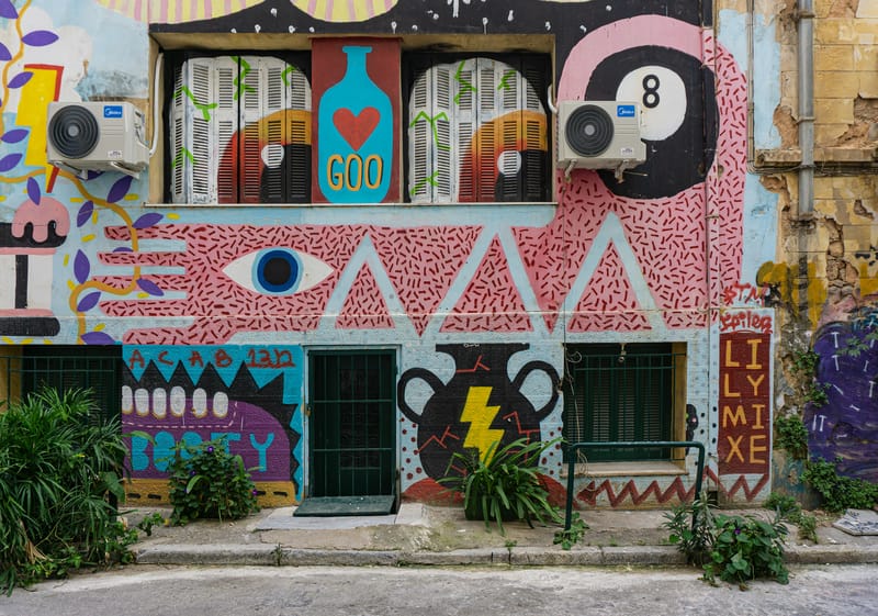 The streets of Athens come alive with graffiti.