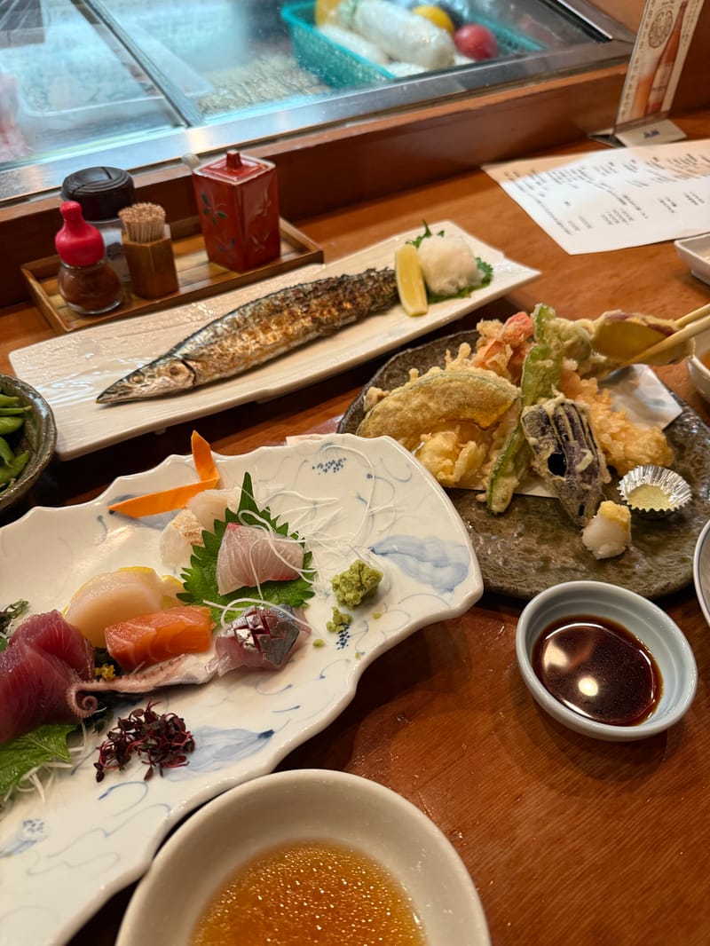 A dinner spread in Hamamatsu. Even the mid-tour meals were a highlight.