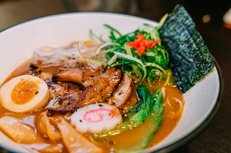 Tonkotsu pork broth with pork and noodles.