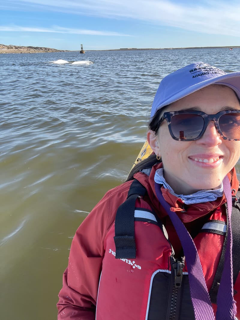 Bree kayaking with belugas in Churchill (Photo: supplied)