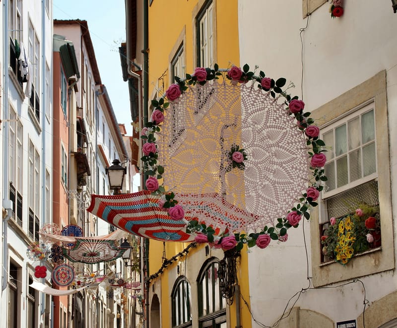 Handmade street decorations in Portugal.