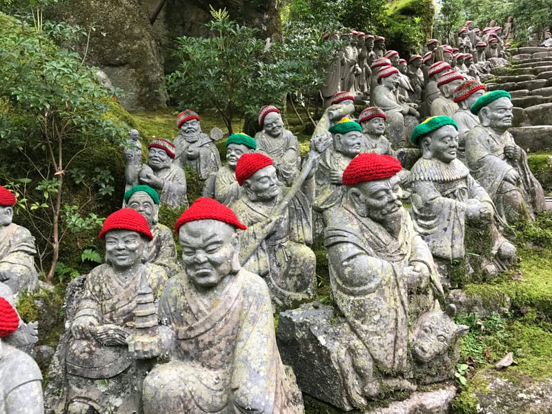 Buddha lined pathways at Daisho-in Temple grounds in Miyajima Island