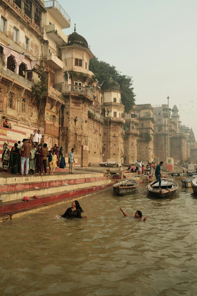 Swimming in the Ganges at Varanasi.